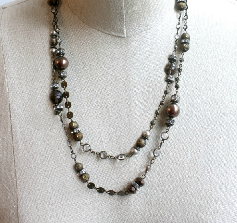 Mixed Metals Wrap Necklace