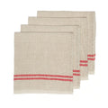 French Country Linen Napkins with Red Stripe Set of 4