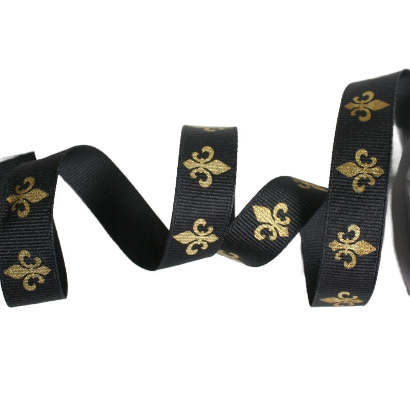 French fleur de lis ribbon with gold from France