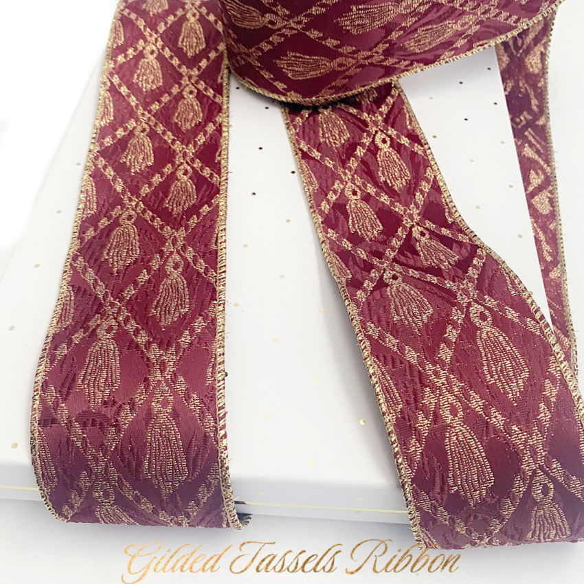 Gilded Tassels French Wired Ribbon