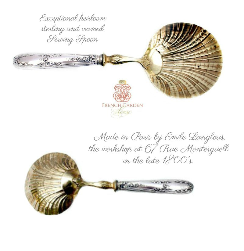 19th Century French Sterling Silver Vermeil Strawberry Serving Spoon