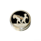 Antique French vermeil miniature box with cherubs and ose garlands top view
