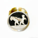 Hand painted French sterling pill box with cherubs and rose garlands on lid