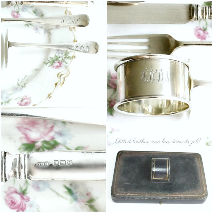 English Sterling Silver Child&#39;s Cased Christening Set