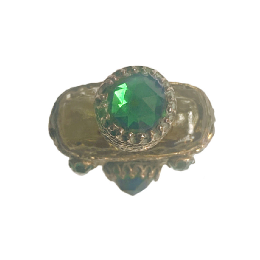 Antique Glass Perfume Bottle with Jeweled &amp; Gilt Filigree Decoration