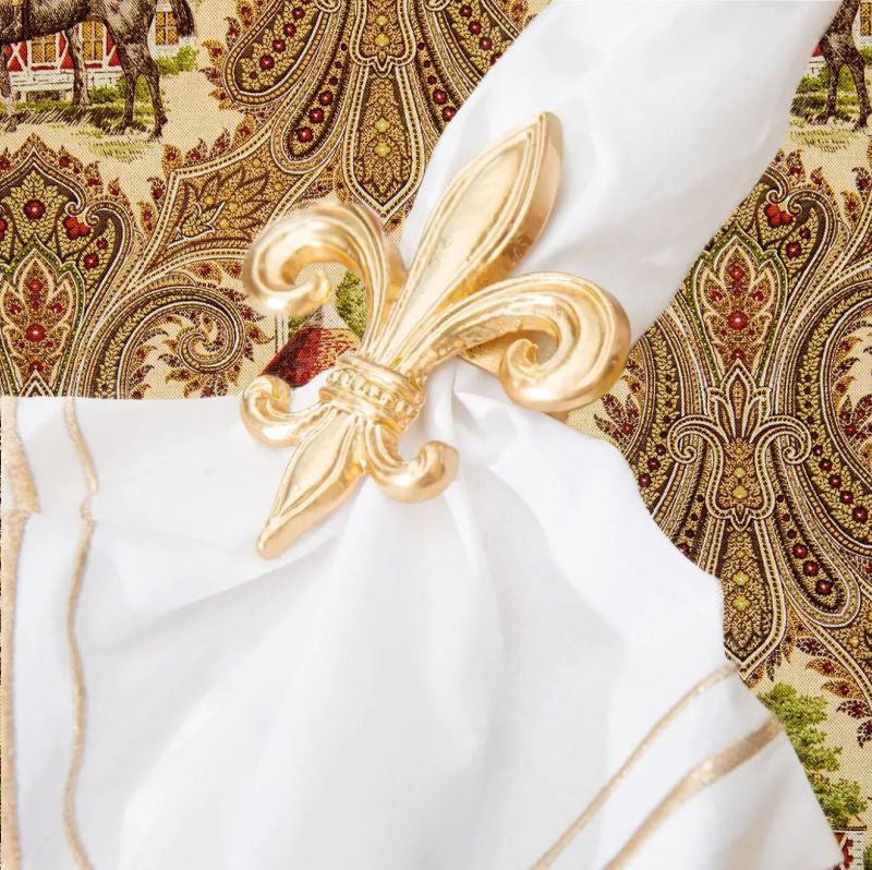 Fleur de Lis Gold Napkin Rings