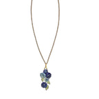 Morning Glory blue necklace in patinated bronze botanical pendant jewelry