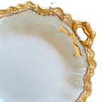 Antique Jean Pouyat Limoges Gilt Serving Bowl with Bow Handles