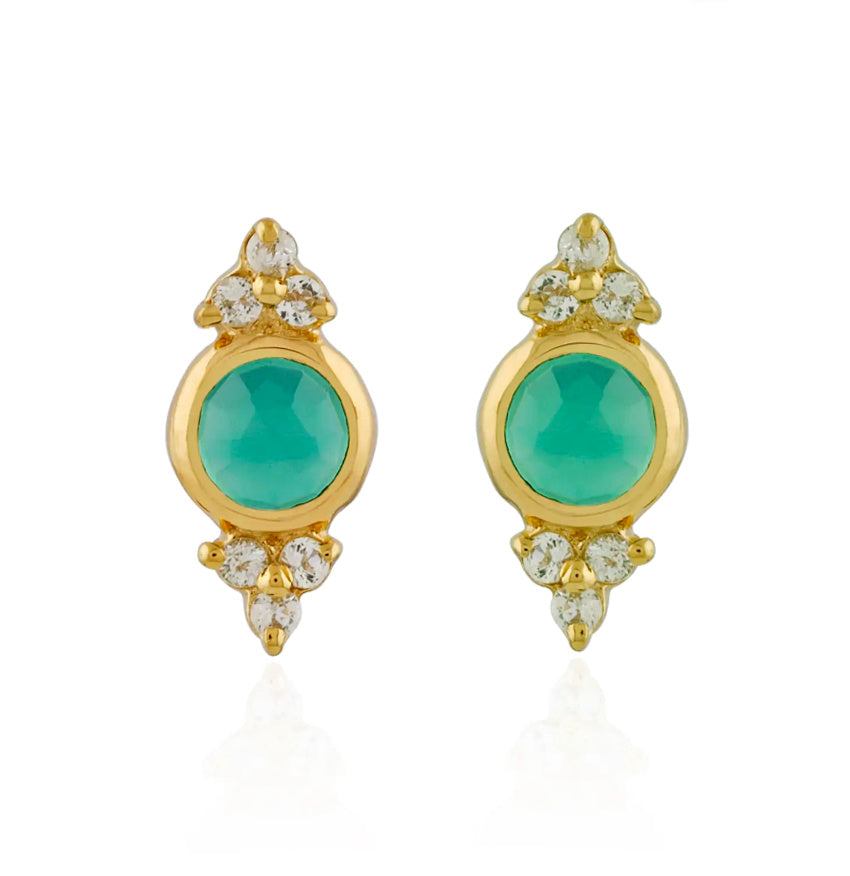 Verdelle Green Onyx Gold Earrings