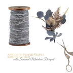 Parisian atelier ribbon, frayed velvet ribbon, French velvet ribbon, handmade package topper,