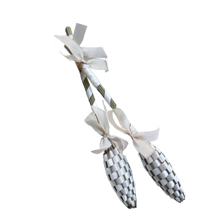 Handwoven French lavender wands with white silk ribbons