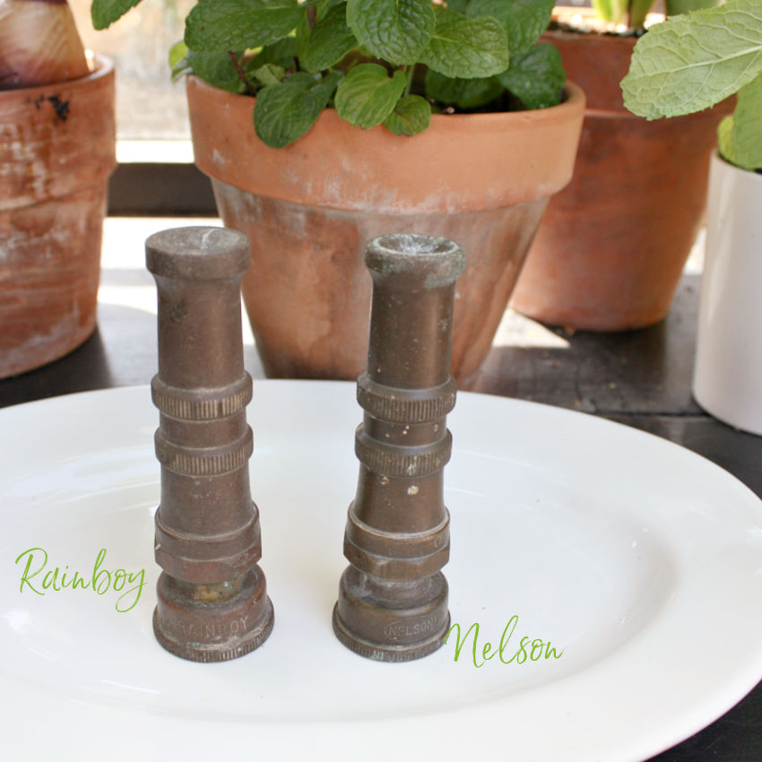 Antique watering hose nozzles