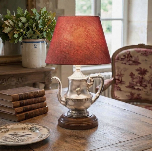 antiuqe silver hotel pot lamp French country interior 