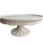 Rare Antique White Ironstone Crenelated Edge Cake Pedestal Stand
