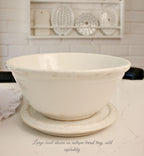 Early 20th century white ironstone bowl, substantial form for baking, serving, or display in the home