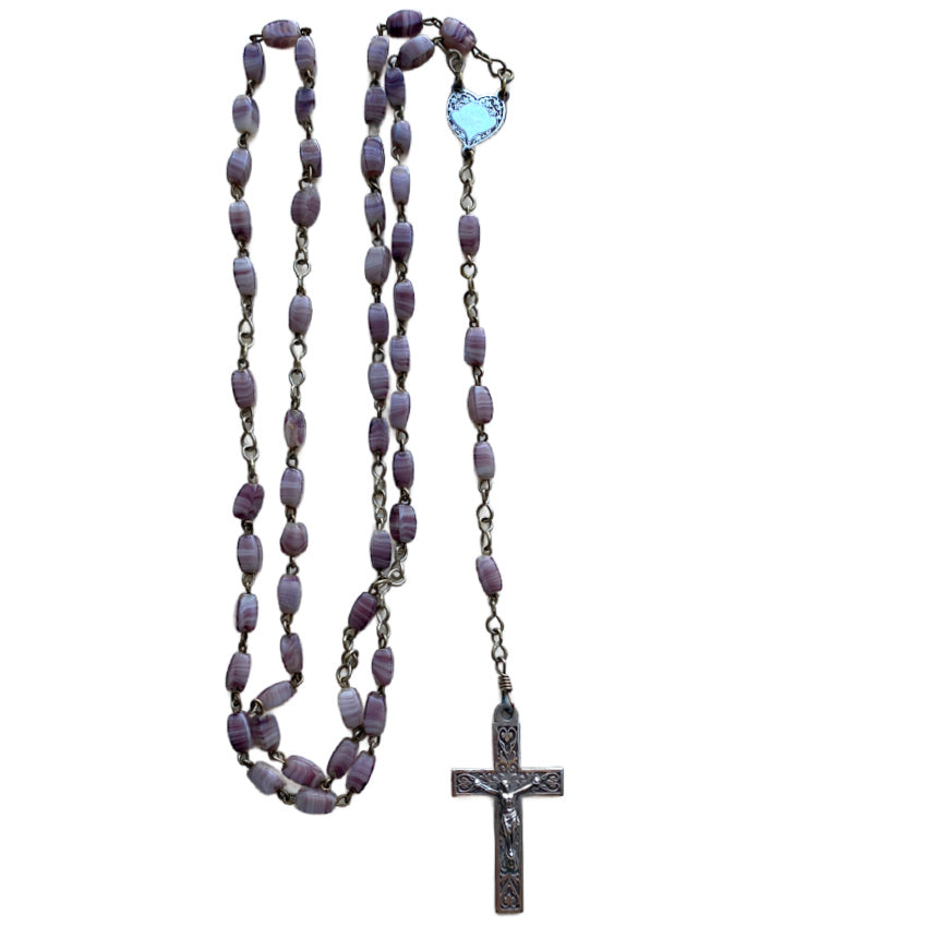 Art Deco 1920s Bohemian lavender-amethyst glass rosary