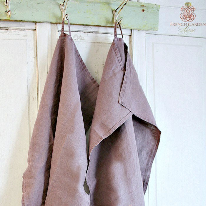 organic lavender purple linen tea towels