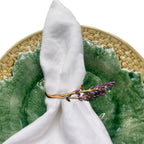 Hand Cast Pewter & Enameled Lavender Napkin Rings Set of 4