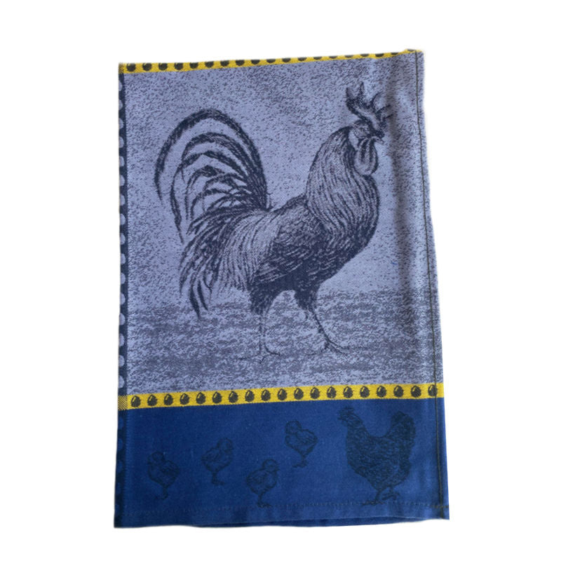 French Country Chickens Blue Tea Towel