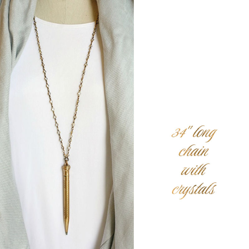 Antique Gold Filled Pencil Necklace