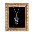 Blue morning glory floral necklace artisan cast bronze botanical pendant