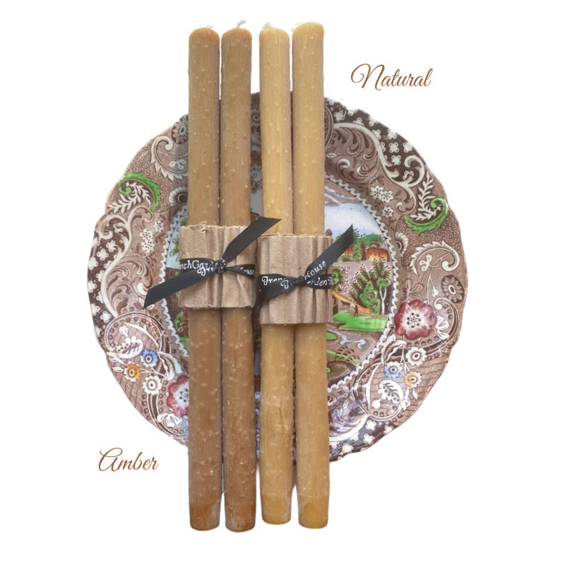 Elderberry Branch Twig Beeswax Tapers Amber