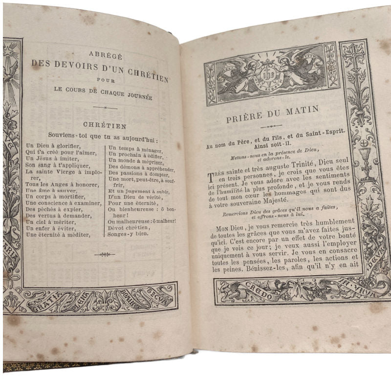 1889 French Missal Leather Bound Paroissien Romain with Gilt Detailing