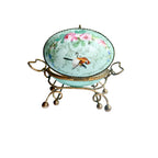 Antique French Palais Royal porcelain egg-shaped casket with gilt ormolu mounts. A rare 19th century objet de vertu of refined Parisian luxury.