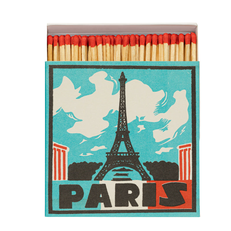Paris Eiffel Tower square letterpress matchbox with wooden matches