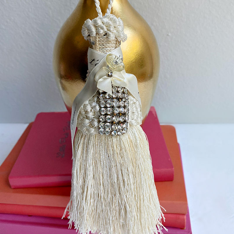 French cream white shabby chic glam tassel