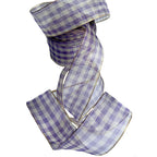 French wired lavender checked gift wrapping ribbon.