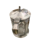 Reed & Barton Hotel Deshler silver mustard pot with hinged lid and finial top