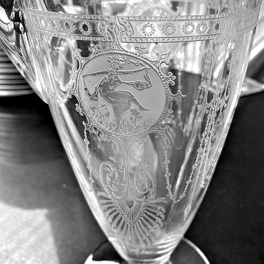 RARE Antique Heisey Glass Pied Piper Huge Pitcher