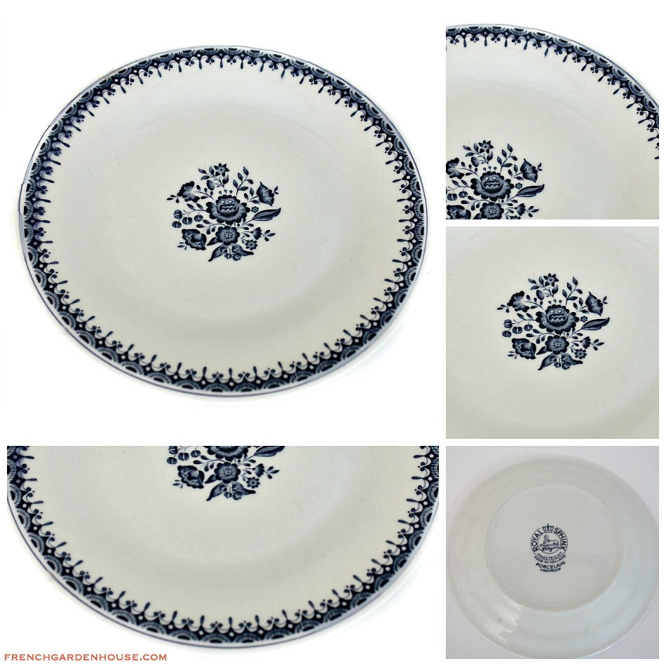 Blue &amp; White Floral Transfer Plate Royal Sphinx Petrus Regout