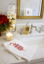 Linen Red Crown and Monogram Embroidered Towel