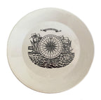 Close-up of Mariner’s Compass plate with clean graphic detailing and soft ceramic glaze