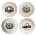 Modern coastal wall display of four Portmeirion nautical plates with compass and sailing ship designs