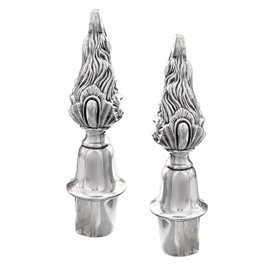 Pair of Silver Plated Flame Finials, Elegant Candelabra Accents