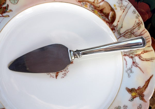 Art Deco silver monogrammed cheese server