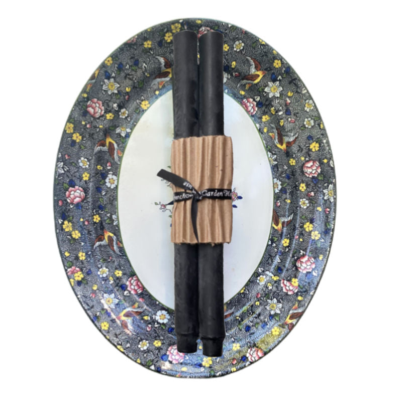 Beeswax Taper Candles Pair Black