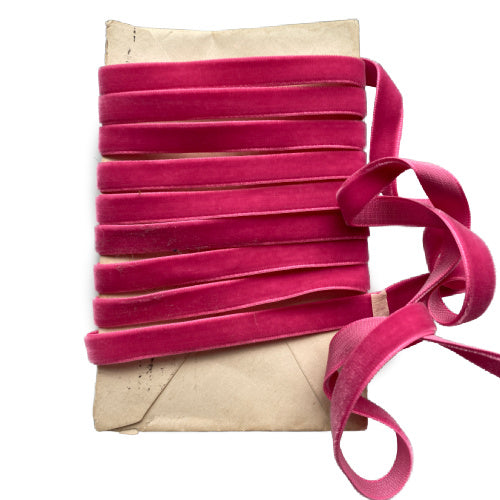 Soft and silky Antoinette Pink Velvet Ribbon 3/8 Inch — Luxury Single Face Velvet Trim, 10 Yards.