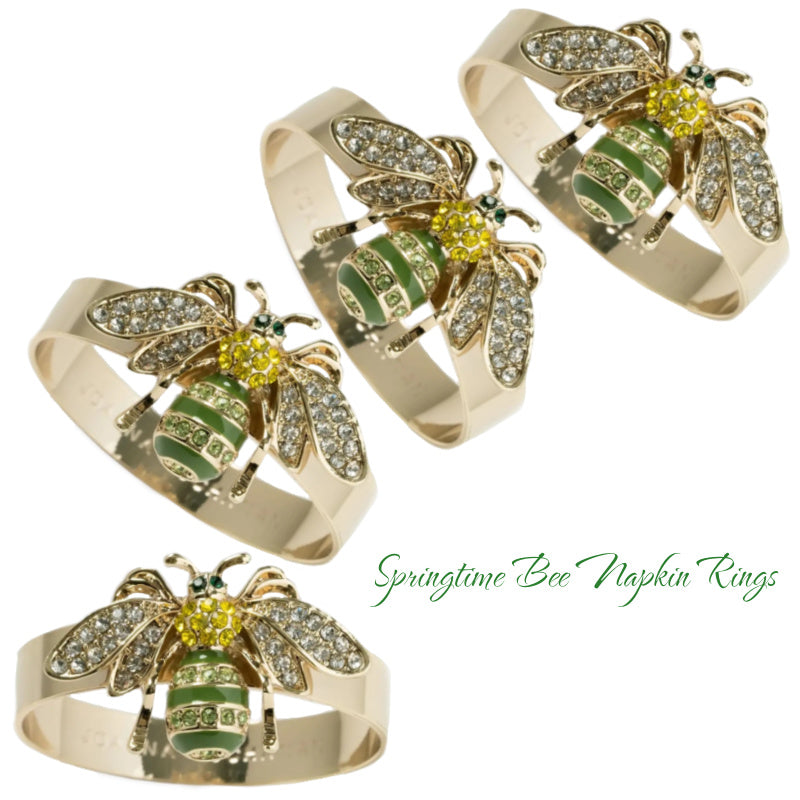 Jeweled Bee Napkin Ring Set of 4