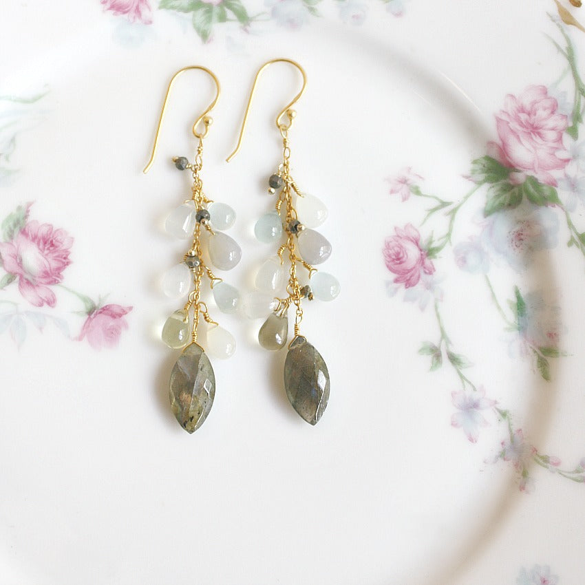 Serene Chalcedony Cascade Semi Precious Vermeil Earrings