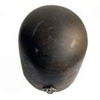 French 19th century wooden millinery hat block with sterling silver monogram. Rare shop display piece with rich patina and sculptural form.