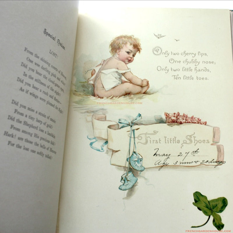 Antique Illustrated Frances Brundage Baby&#39;s Book Color Lithographs Tuck