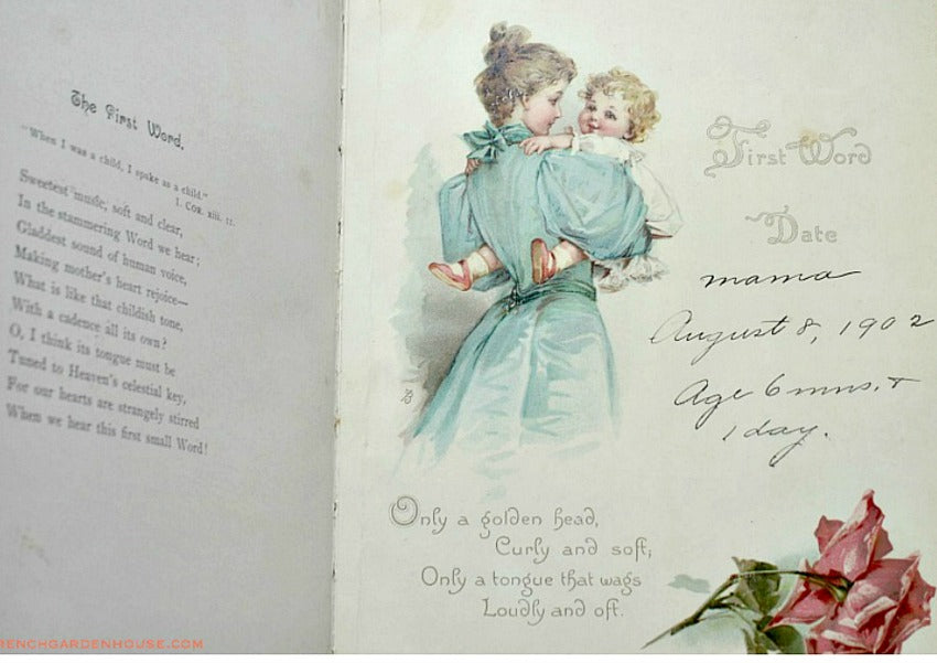 Antique Illustrated Frances Brundage Baby's Book Color Lithographs Tuck