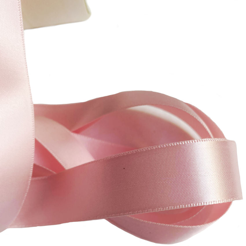 1930&#39;s Vintage French Double Faced Satin Ribbon 7/8&quot; Pink Petals