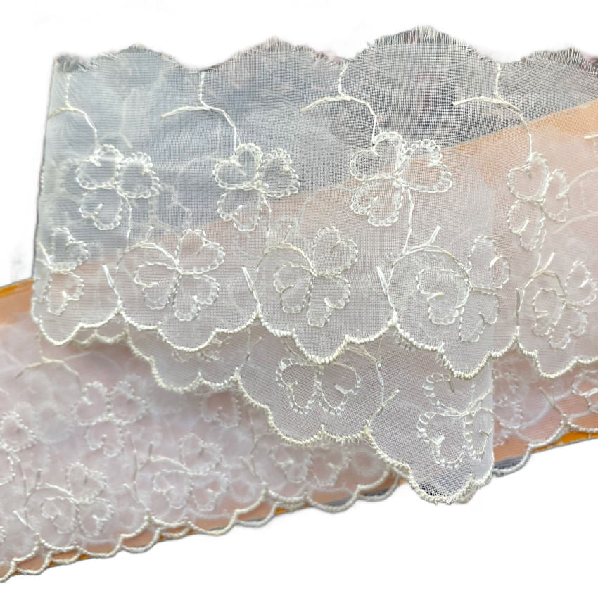 Vintage Sheer Lingerie Embroidered Trim