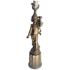 vintage gilt metal cherub table lamp with bird;