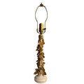 intage gold gilt rose column table lamp with hand-applied floral plaster detailing